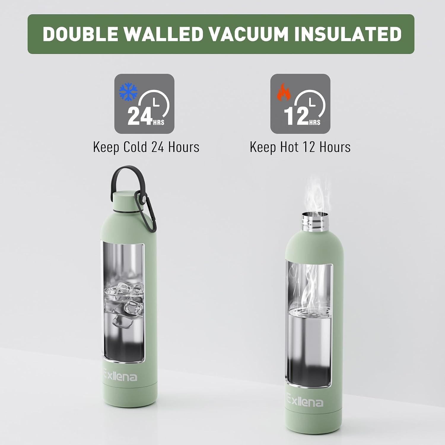Exllena 750ml Water Bottles Metal with Handle Lid and