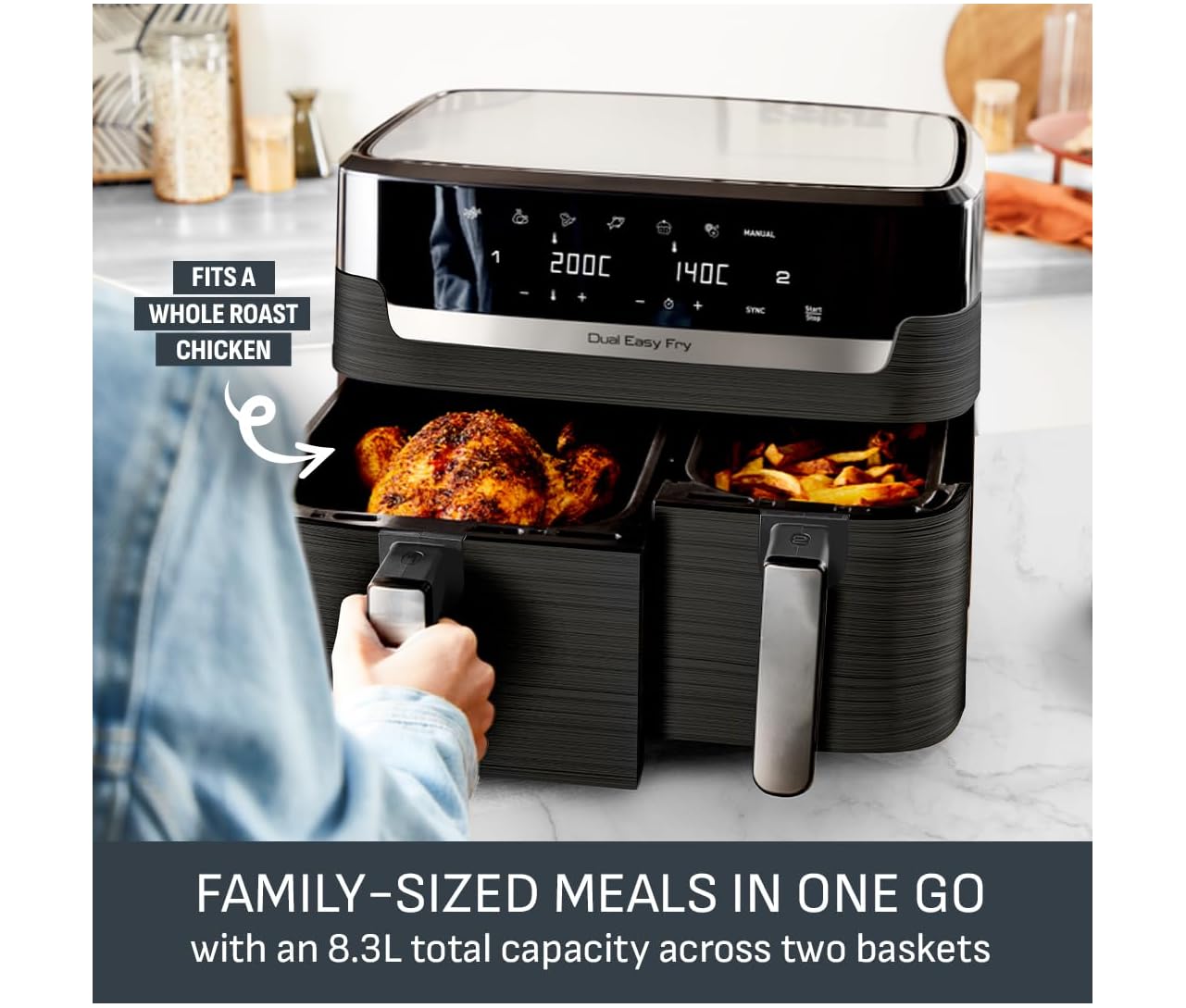 Tefal Easy Fry Dual Zone 8 3L Air Fryer 8 Programs Black