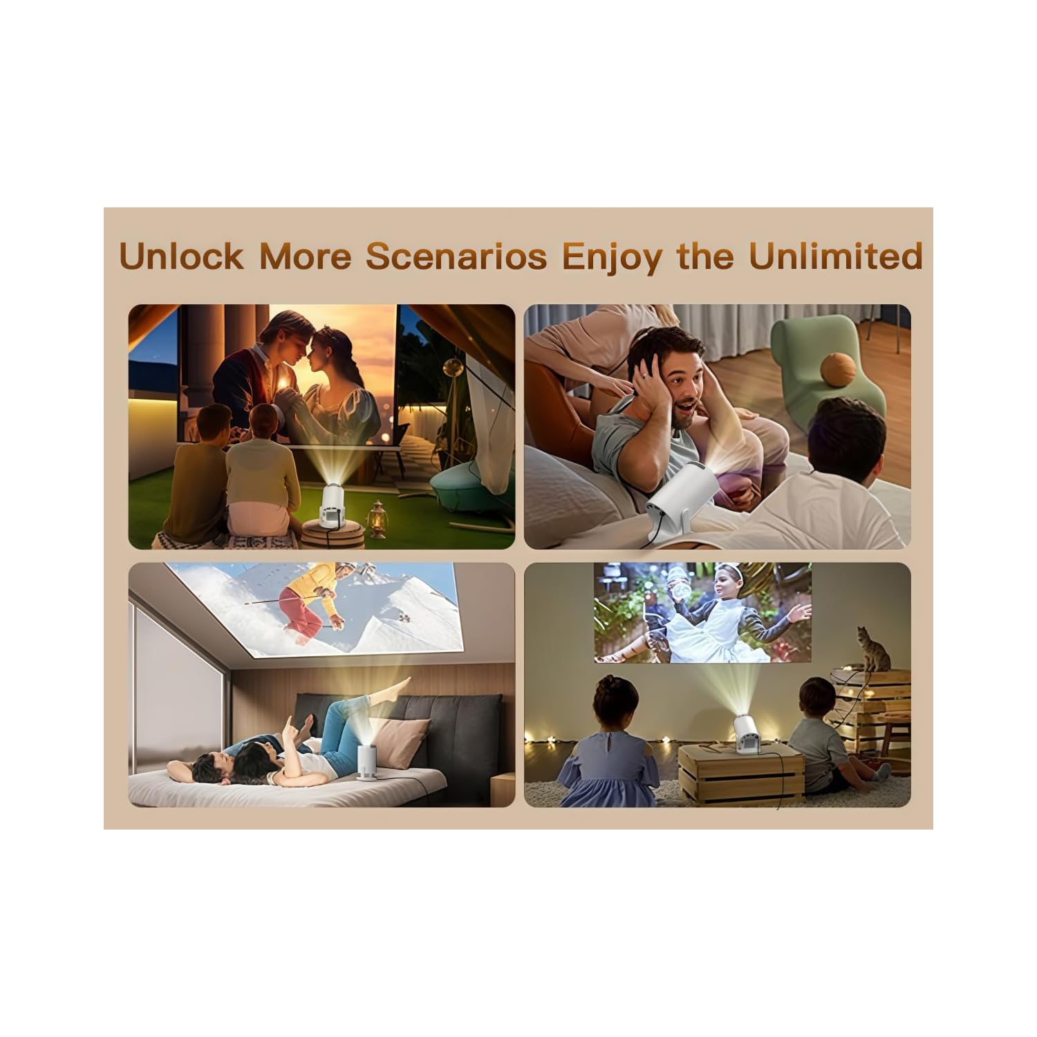 mmm Mini Projector, 2Smart Projector WiFi 6 Bluetooth, Native 720P 4K5 Support, 121212Small Home Cinema for Bedroom & Outdoor, Ceiling, Wireless, Android TV, Phone Mirroring, Movie, HY300Pro - Image 11
