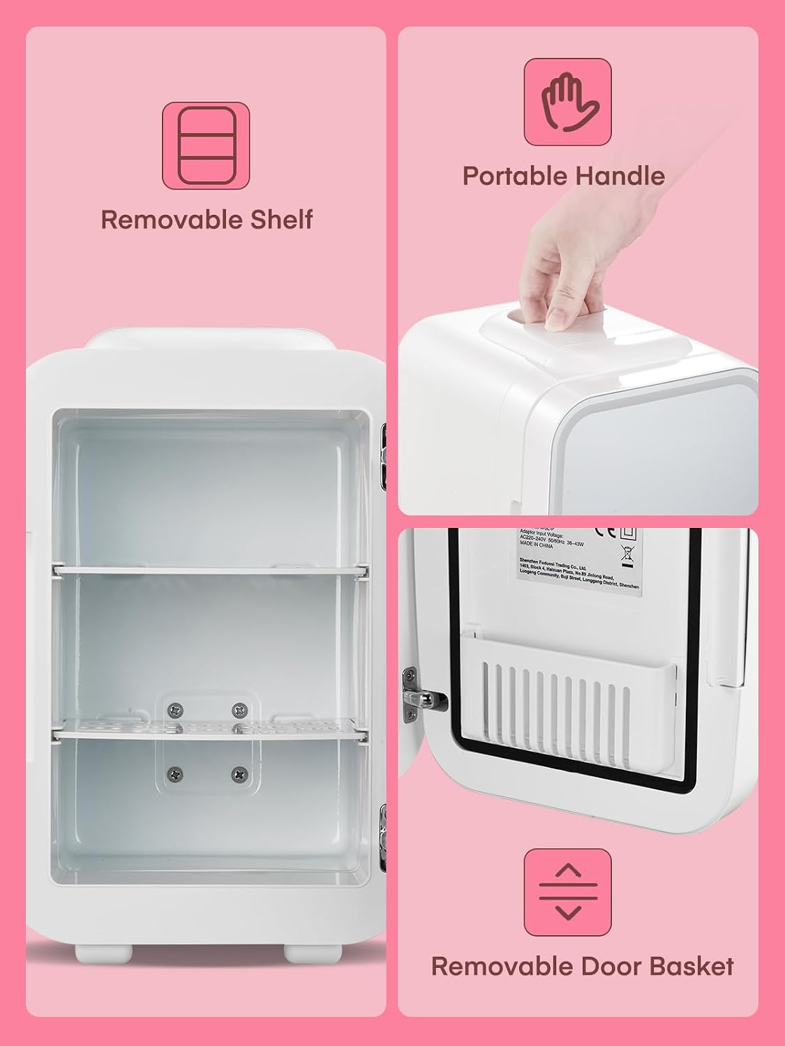 FOHERE Mini Fridge for Bedrooms 5L 6 Can Portable Skincare Fridge D