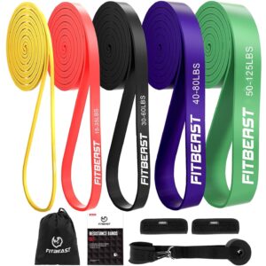 R21212RFFitBeast Pull Up Bands Set - 5 Niveaus Weerstandsband voor Full Body Training, Calisthenics, Yoga en Revalidatie - Duurzaam en Comfortabel