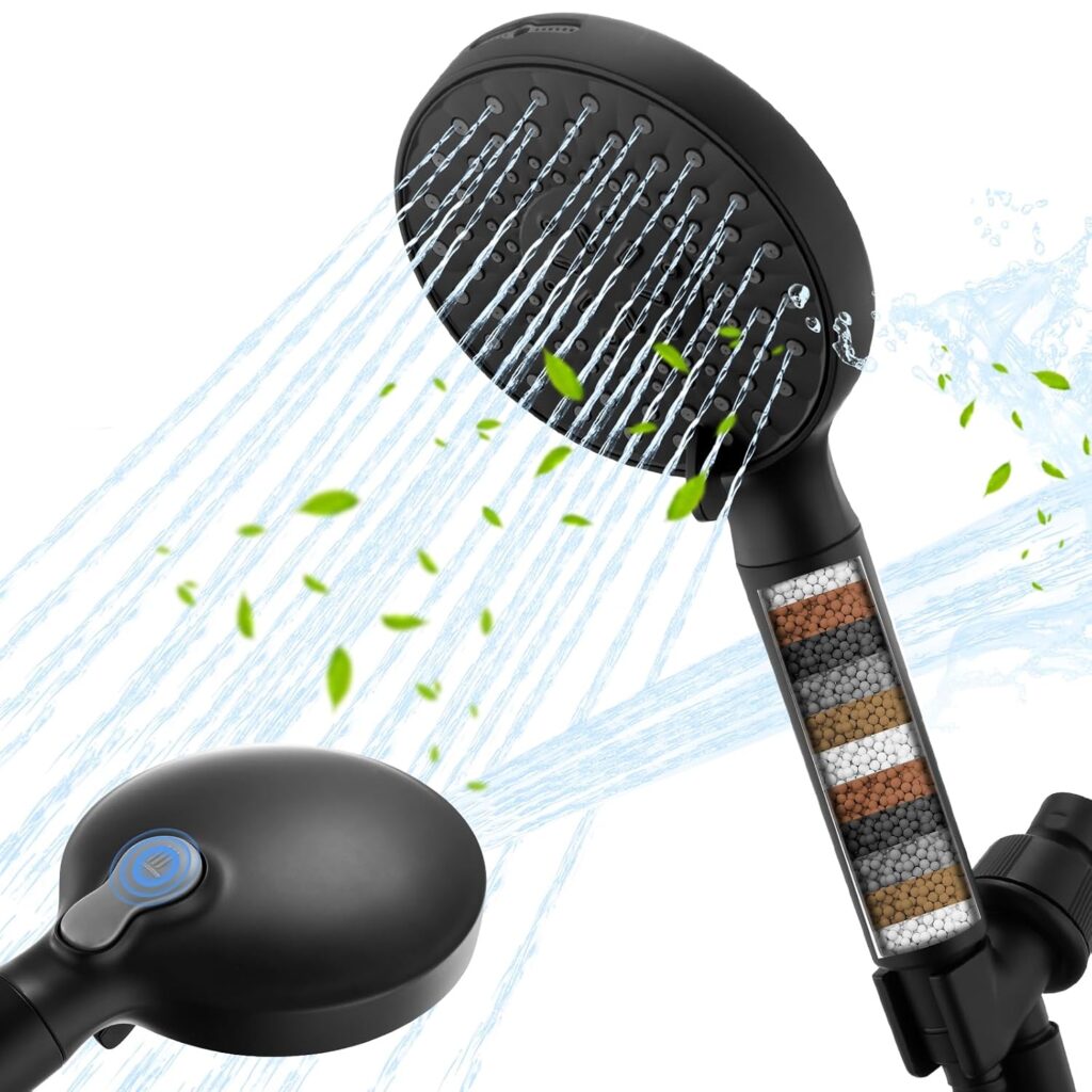 Filtered Shower Head with Handheld High Pressure 9 Spray Modes Detach