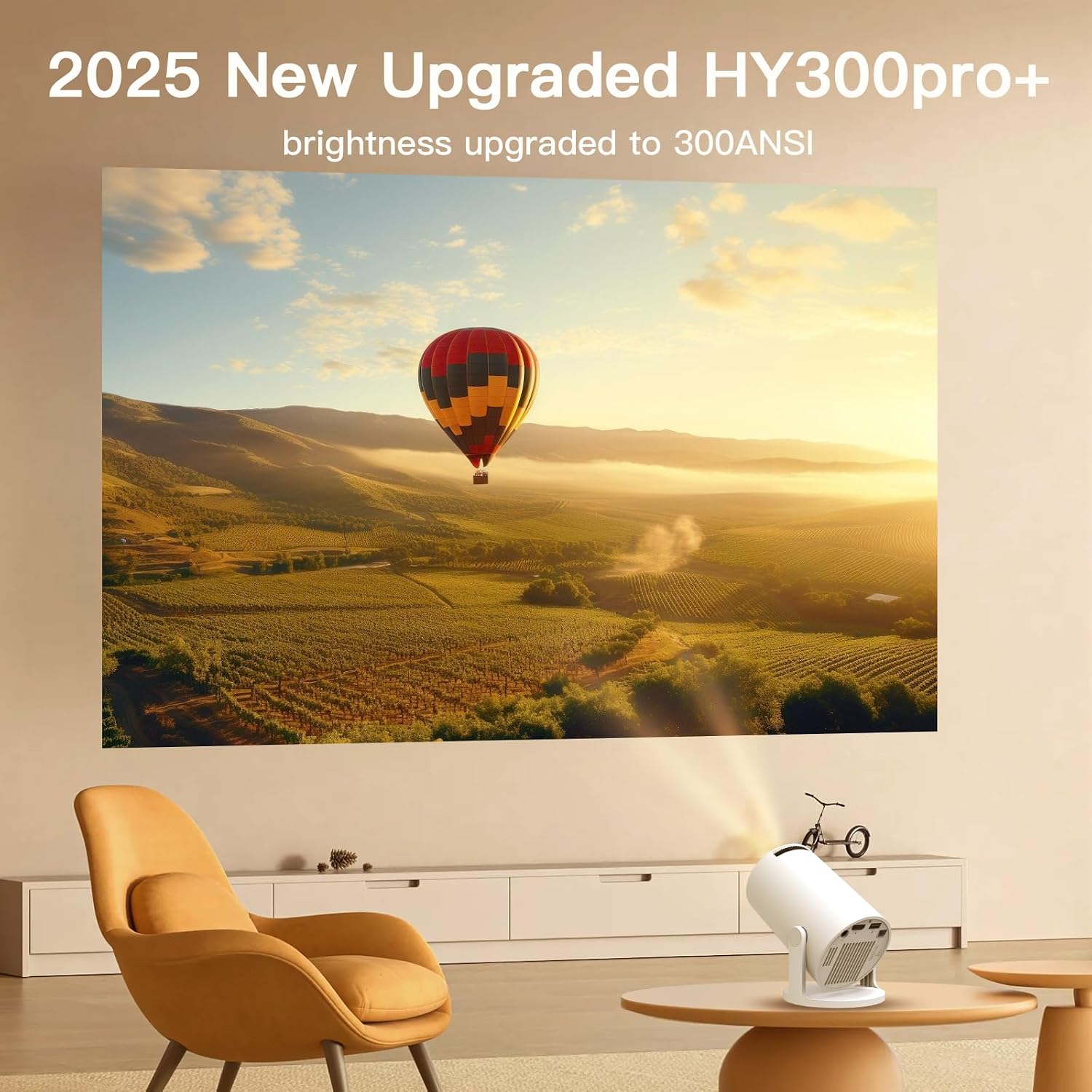 mmm Mini Projector, 2Smart Projector WiFi 6 Bluetooth, Native 720P 4K5 Support, 121212Small Home Cinema for Bedroom & Outdoor, Ceiling, Wireless, Android TV, Phone Mirroring, Movie, HY300Pro - Image 4