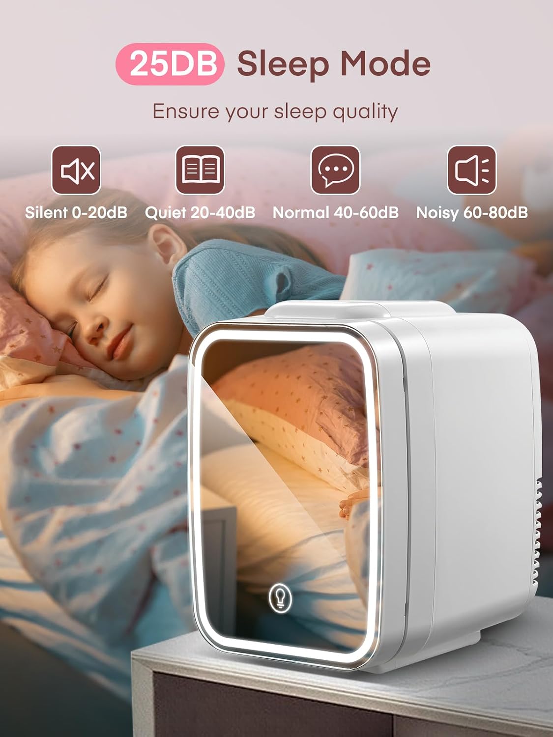 FOHERE Mini Fridge for Bedrooms 5L 6 Can Portable Skincare Fridge D