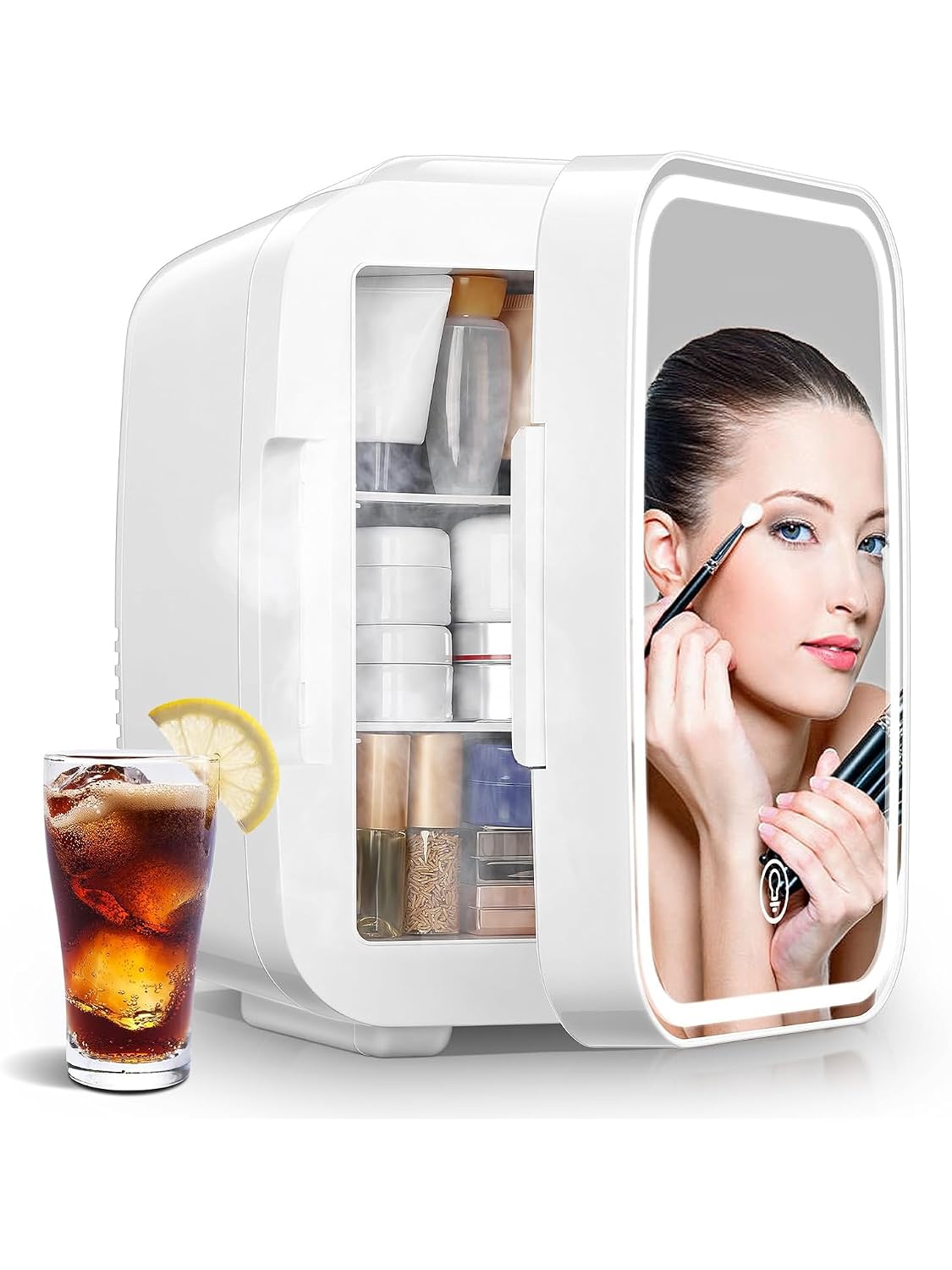 FOHERE Mini Fridge for Bedrooms 5L 6 Can Portable Skincare Fridge D