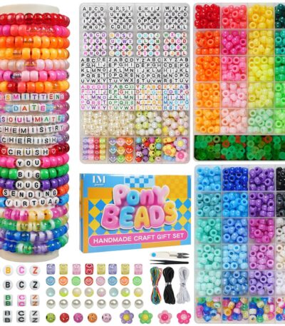 Lynnmos 3 Boxes Bracelet Making Kit Pony Beads 2400Pcs 55