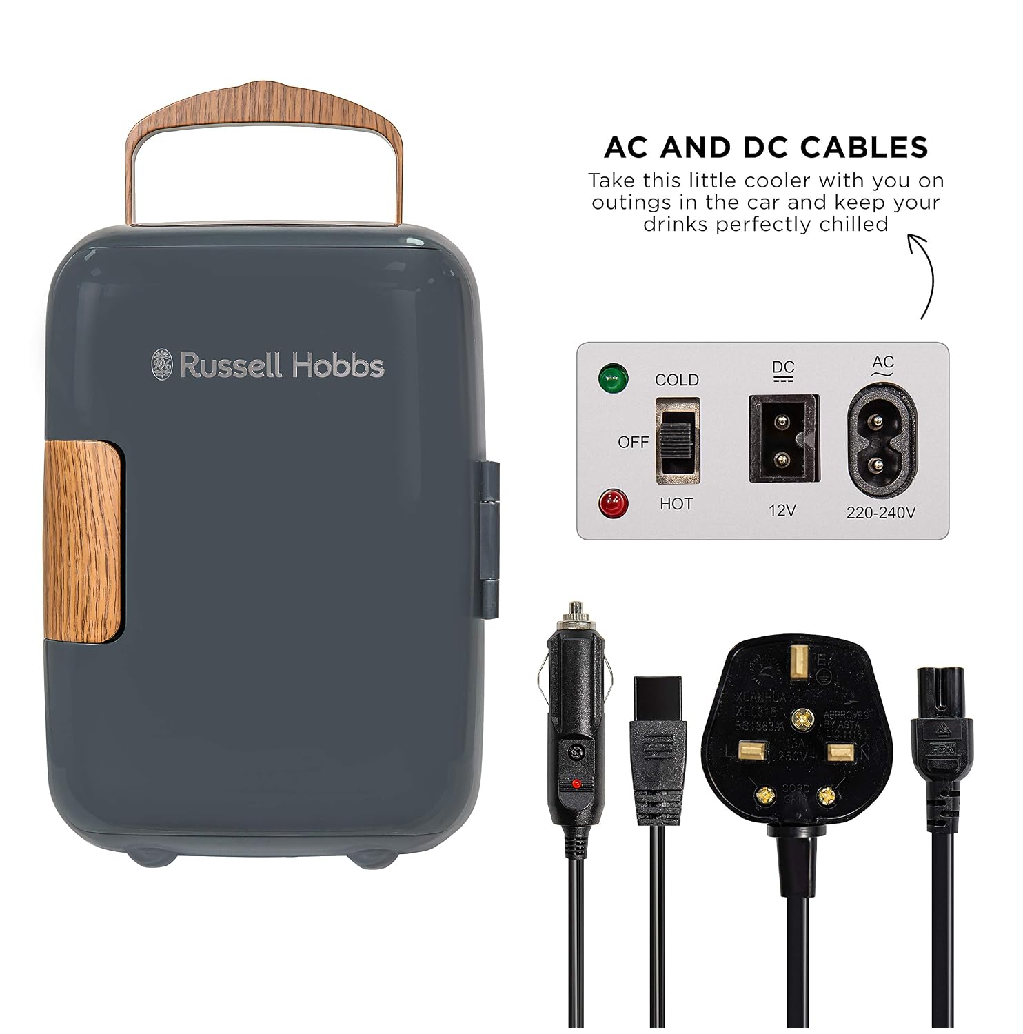 Russell Hobbs RH4CLR1001SCG 4L 6 Can Mini Portable Cooler Warmer for
