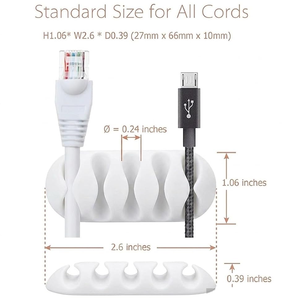 TPR White Cord Organizer 1 Pack Tidy Cables Easily