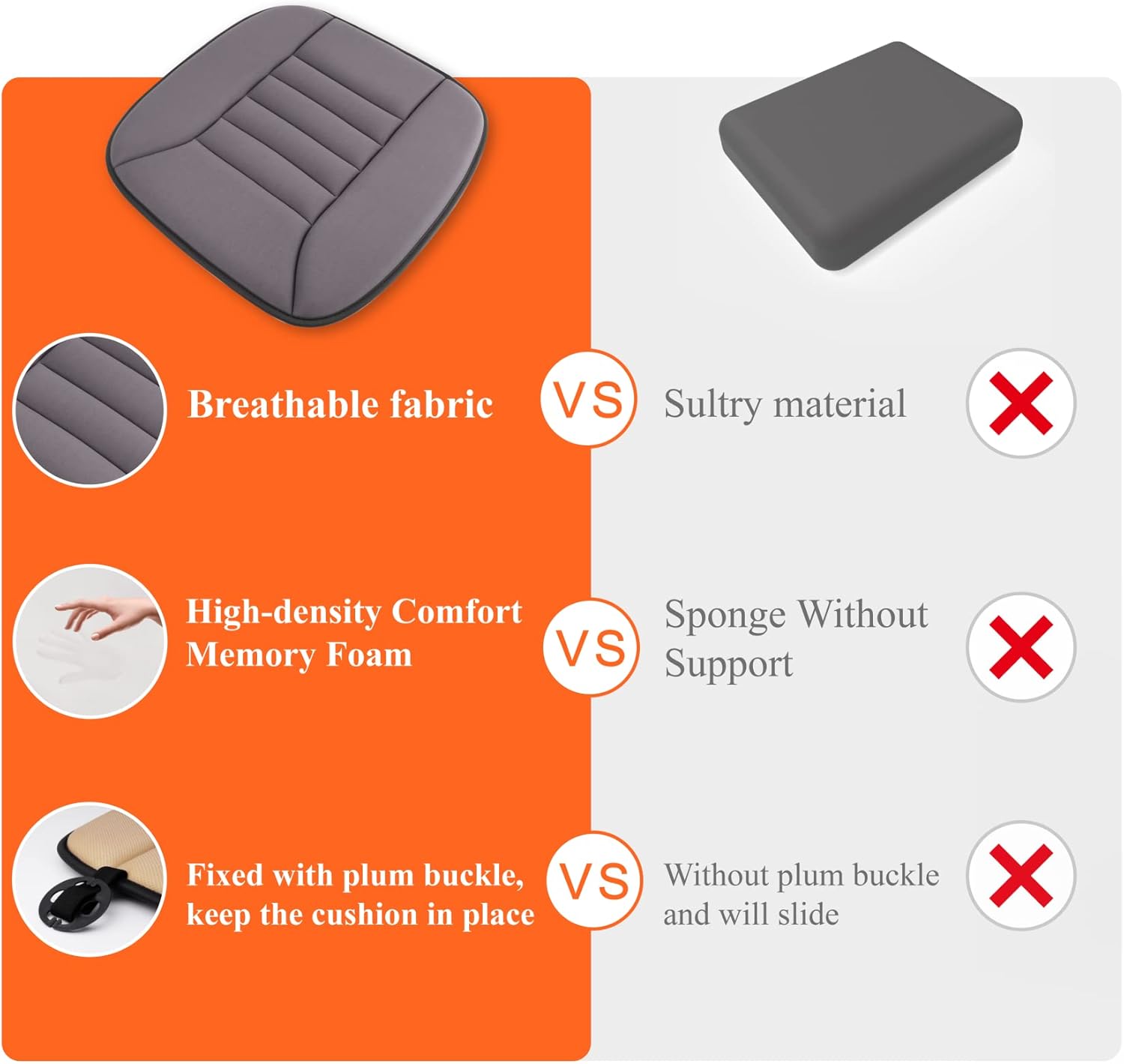 kingphenix Memory Foam Car Seat Cushion for Driving and Office Chair U