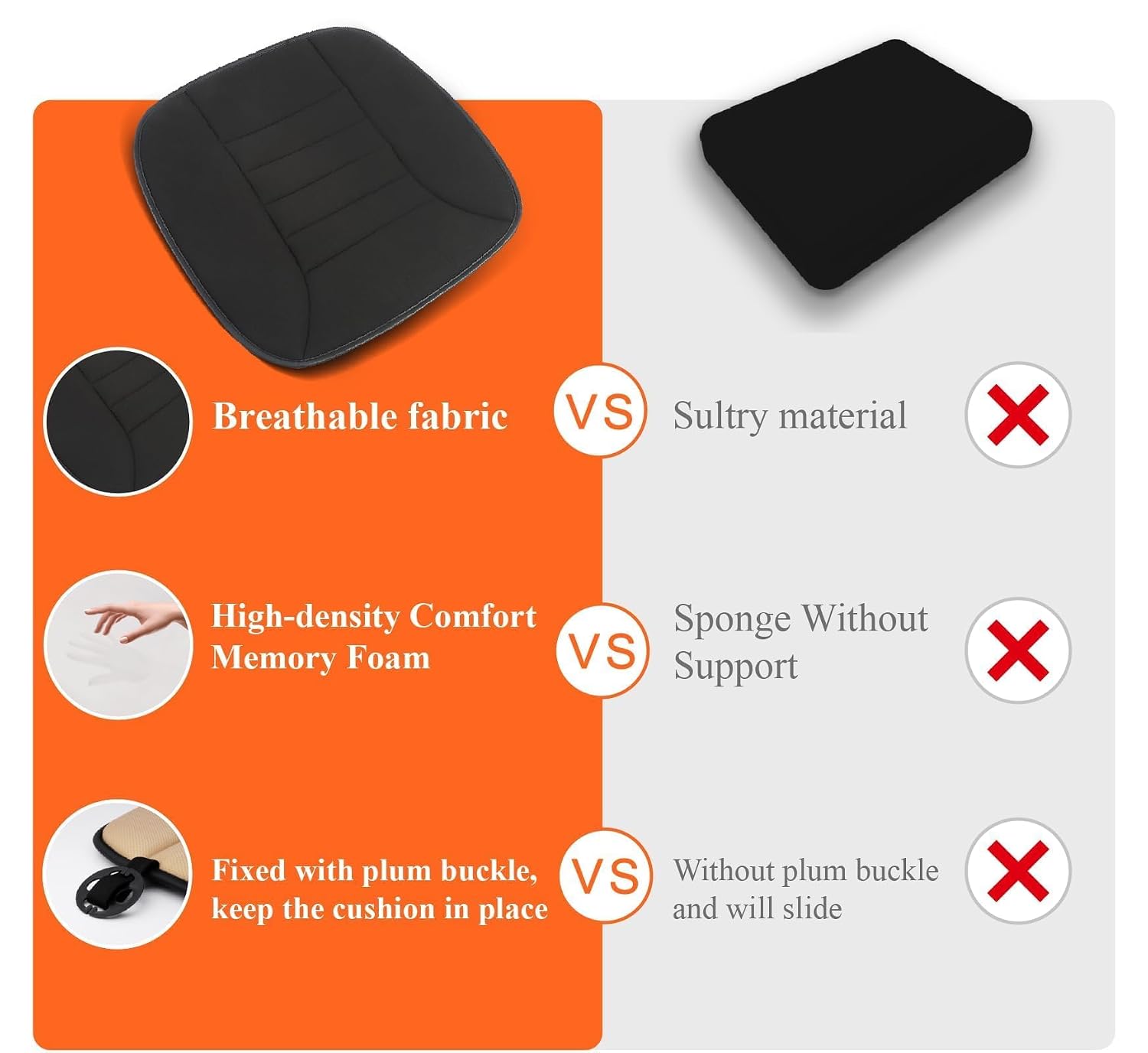kingphenix Car Seat Cushion with 1 2inch Comfort Memory Foam Seat Cus