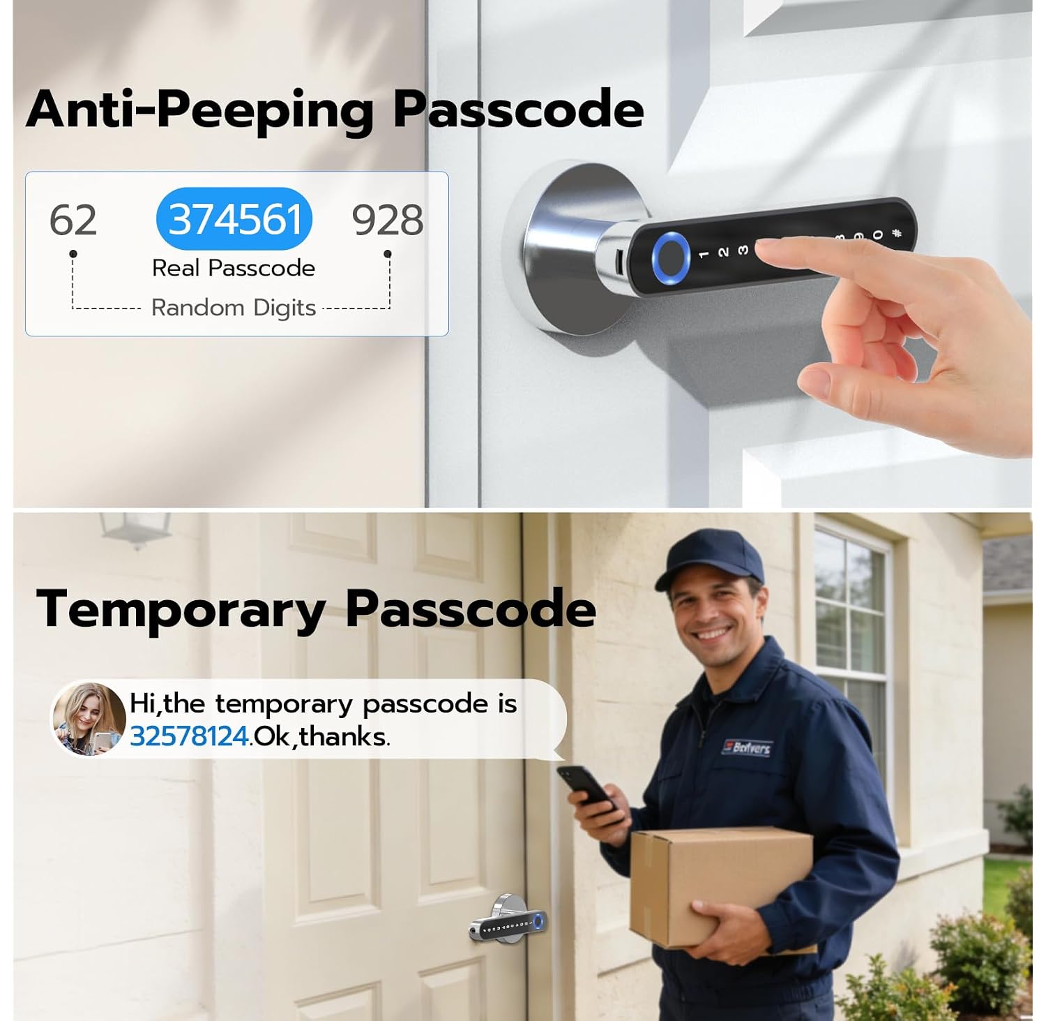Anweller 5 in 1 Smart Door Lock Fingerprint Door Lock with Code APP Ke