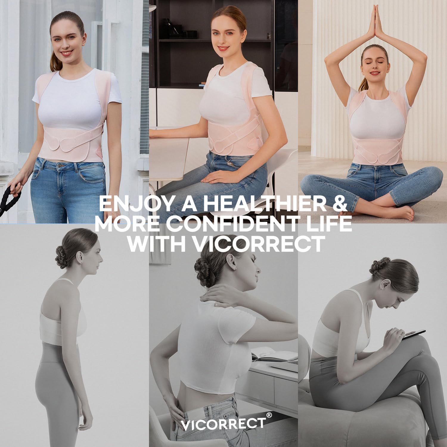 Vicorrect Posture Corrector for Women and Men Back Brace Support Sh