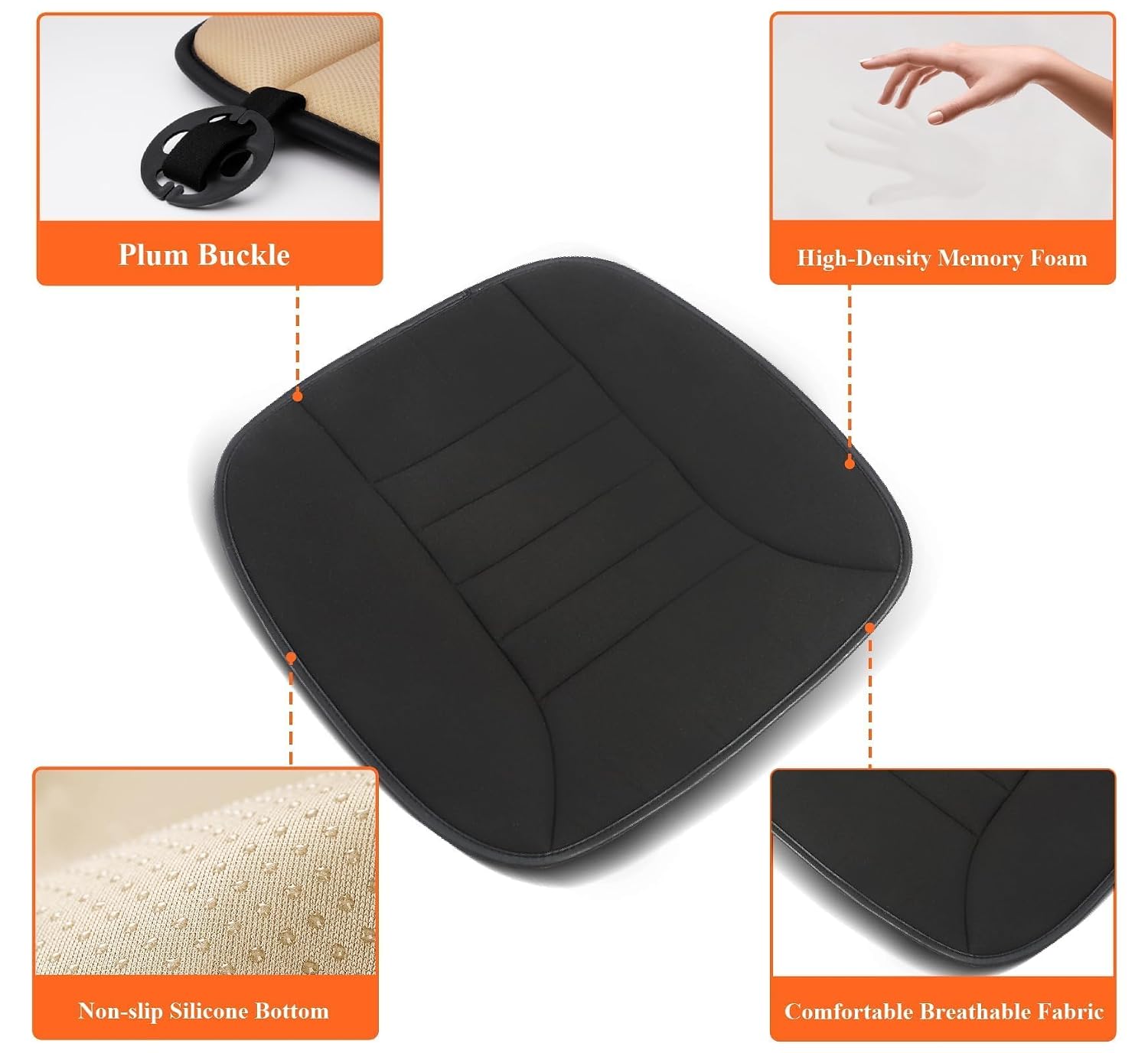 kingphenix Car Seat Cushion with 1 2inch Comfort Memory Foam Seat Cus