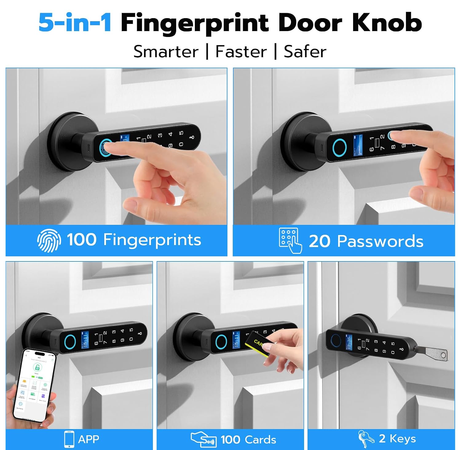 Anweller Smart Door Lock with Display Screen Biometric Fingerprint Do