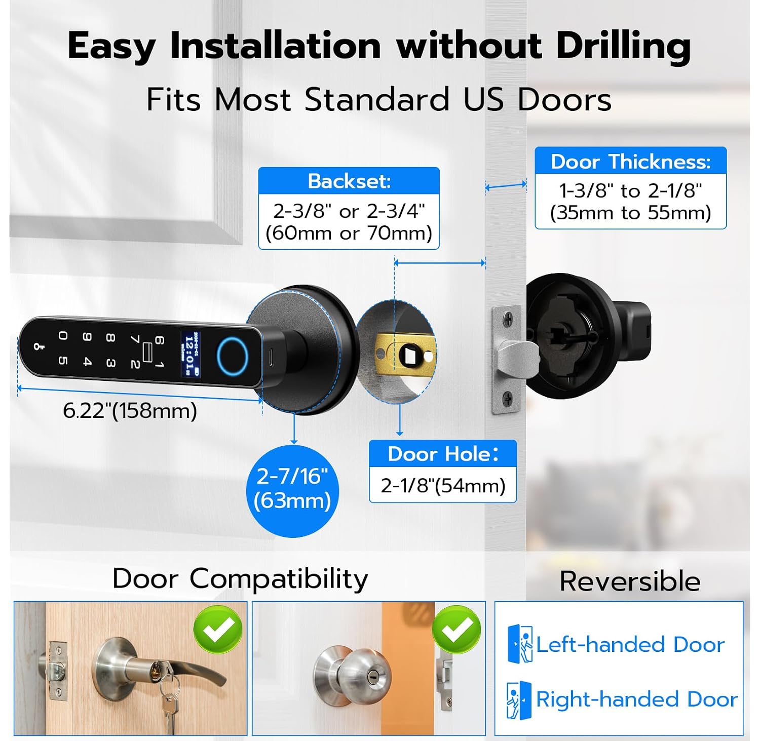 Anweller Smart Door Lock with Display Screen Biometric Fingerprint Do