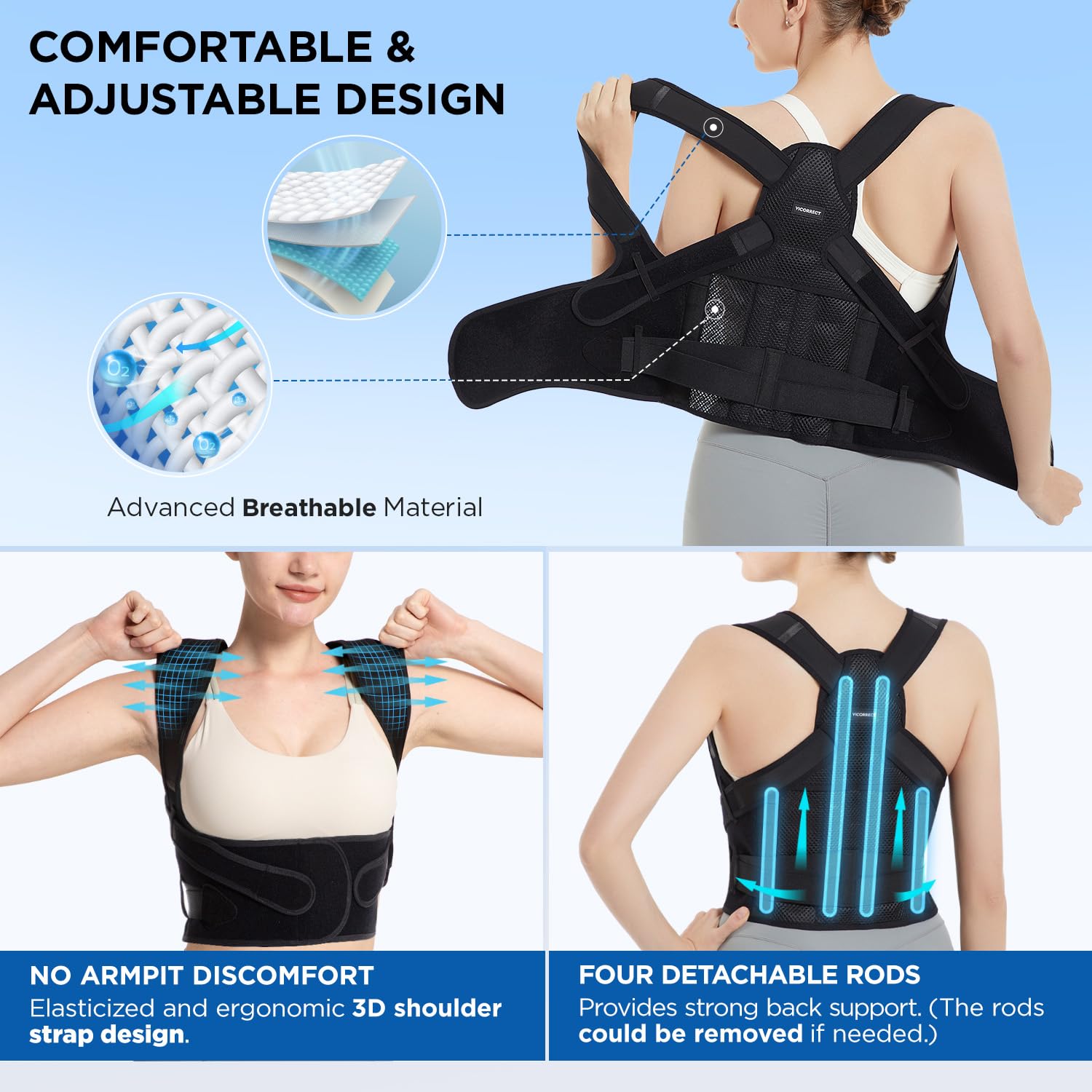 Vicorrect Posture Corrector for Women and Men Back Brace Support Sh