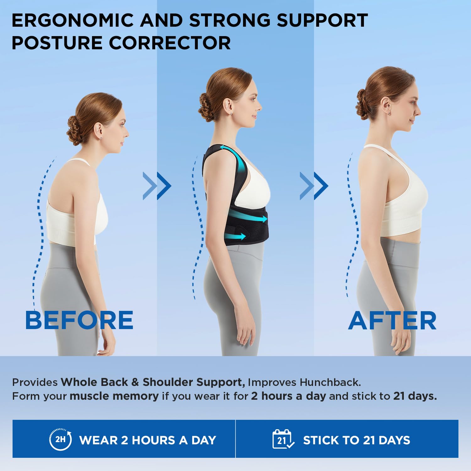 Vicorrect Posture Corrector for Women and Men Back Brace Support Sh