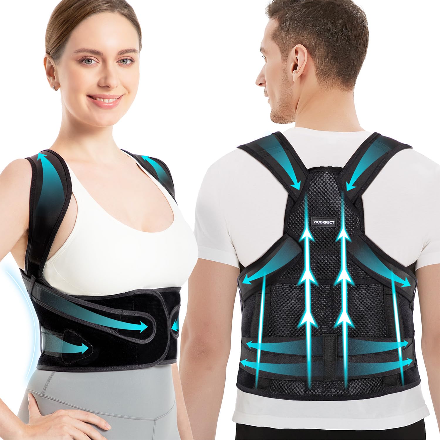 Vicorrect Posture Corrector for Women and Men Back Brace Support Sh