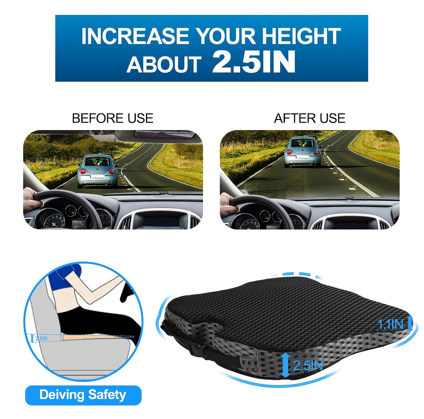 SKYNY Car Seat Cushion for Driving Wedge Memory Foam Driver Seat Boo