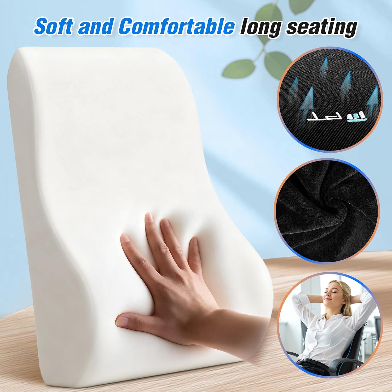 POOTACK Lumbar Support Cushion Memory Foam Back Support Cushion