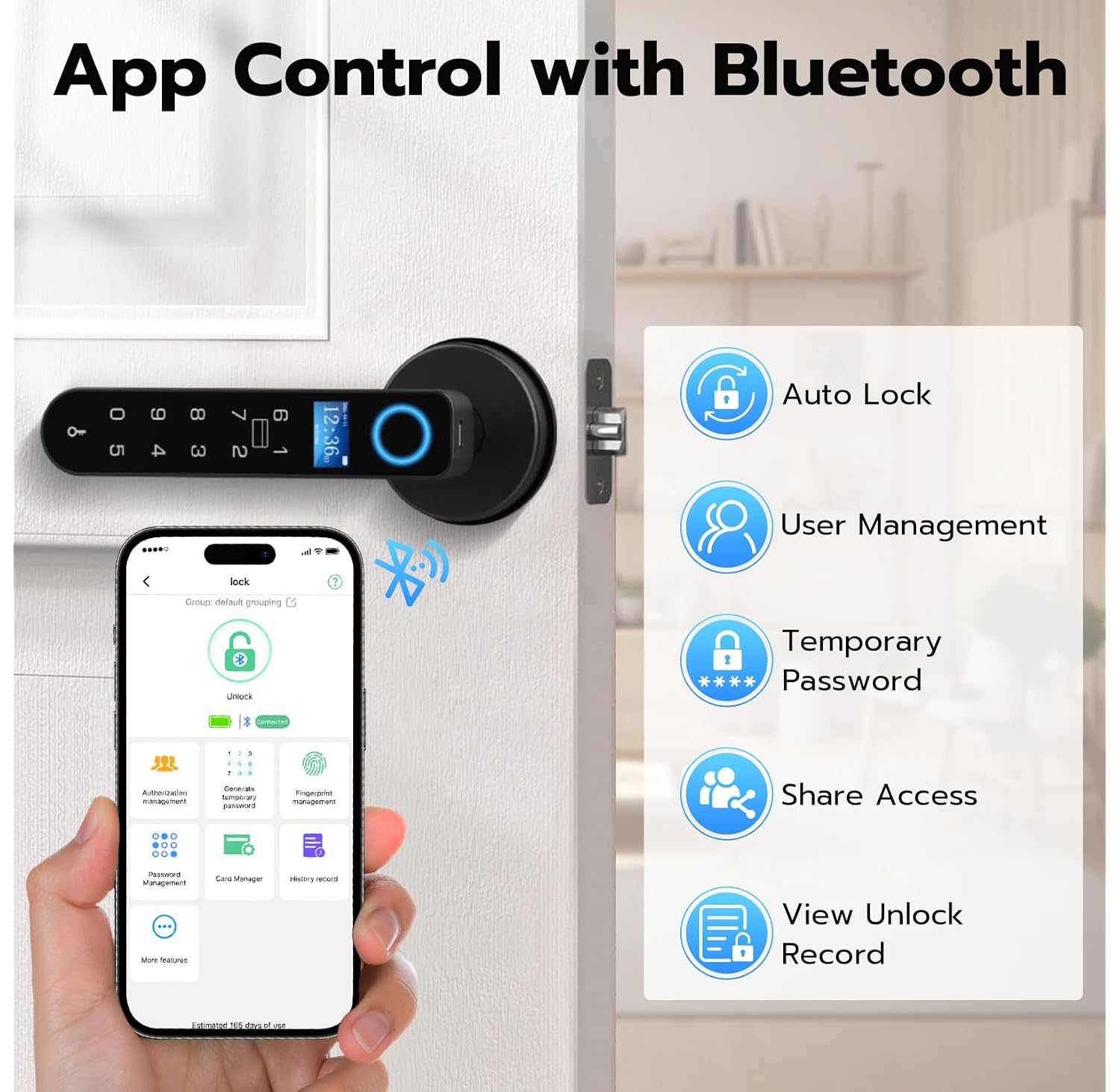 Anweller Smart Door Lock with Display Screen Biometric Fingerprint Do