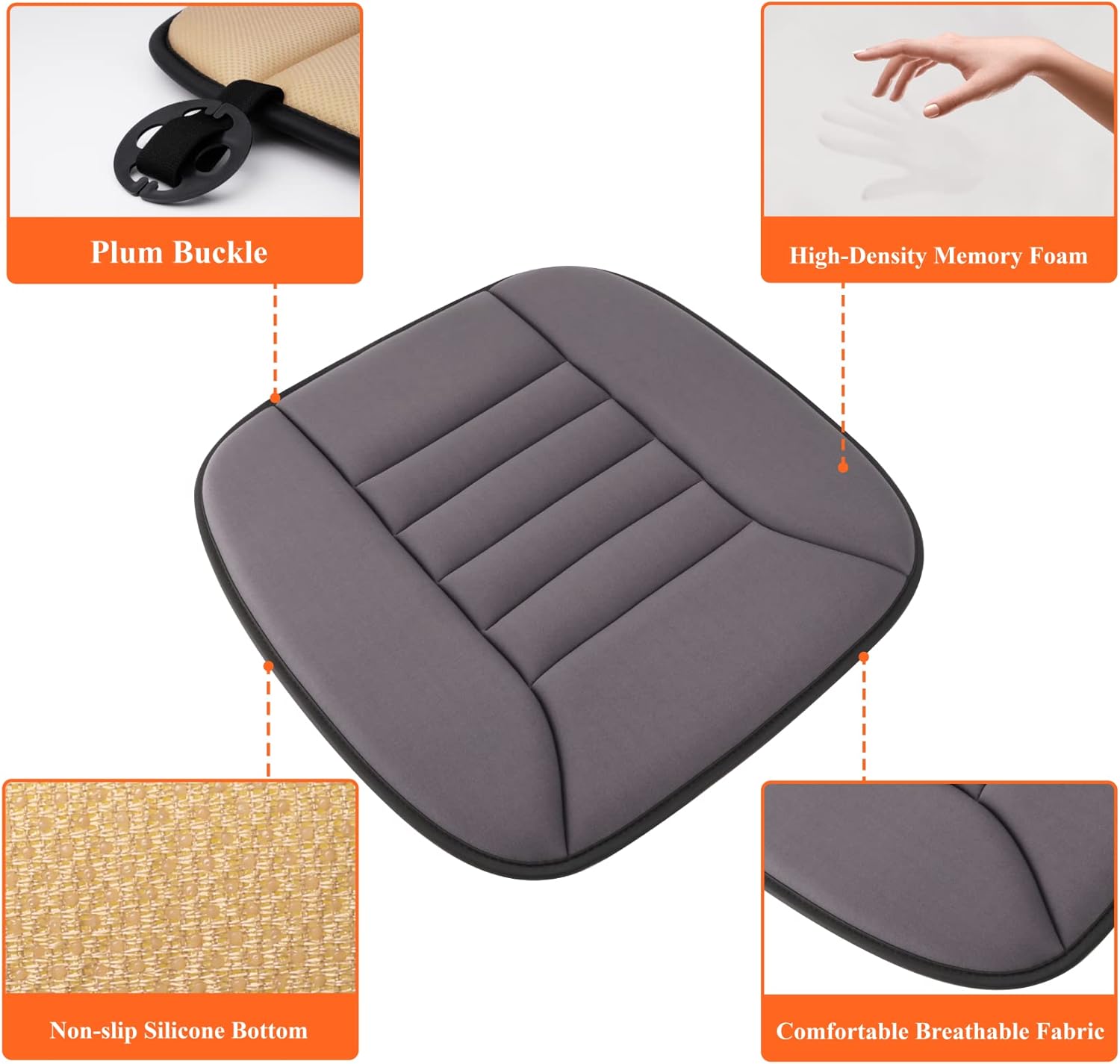 kingphenix Memory Foam Car Seat Cushion for Driving and Office Chair U