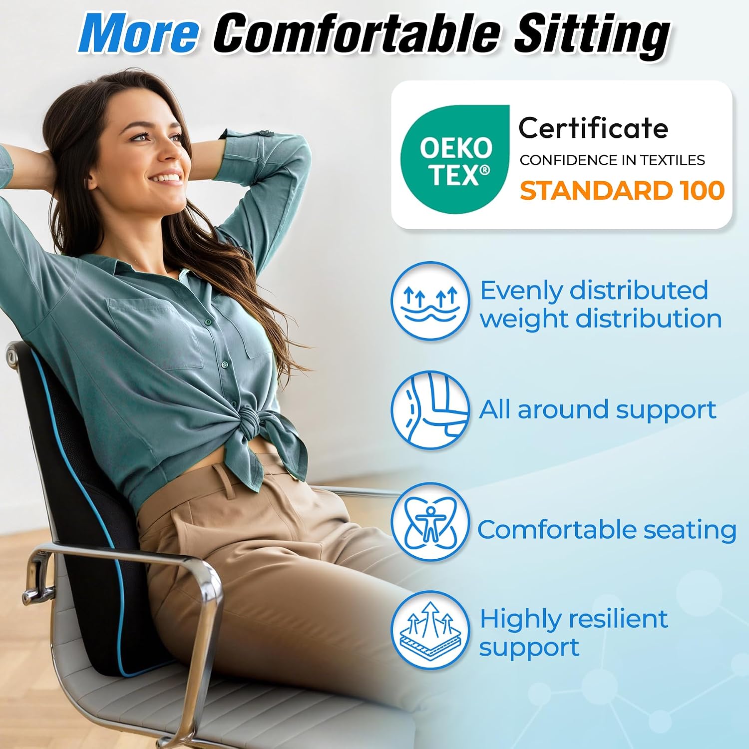 POOTACK Lumbar Support Cushion Memory Foam Back Support Cushion