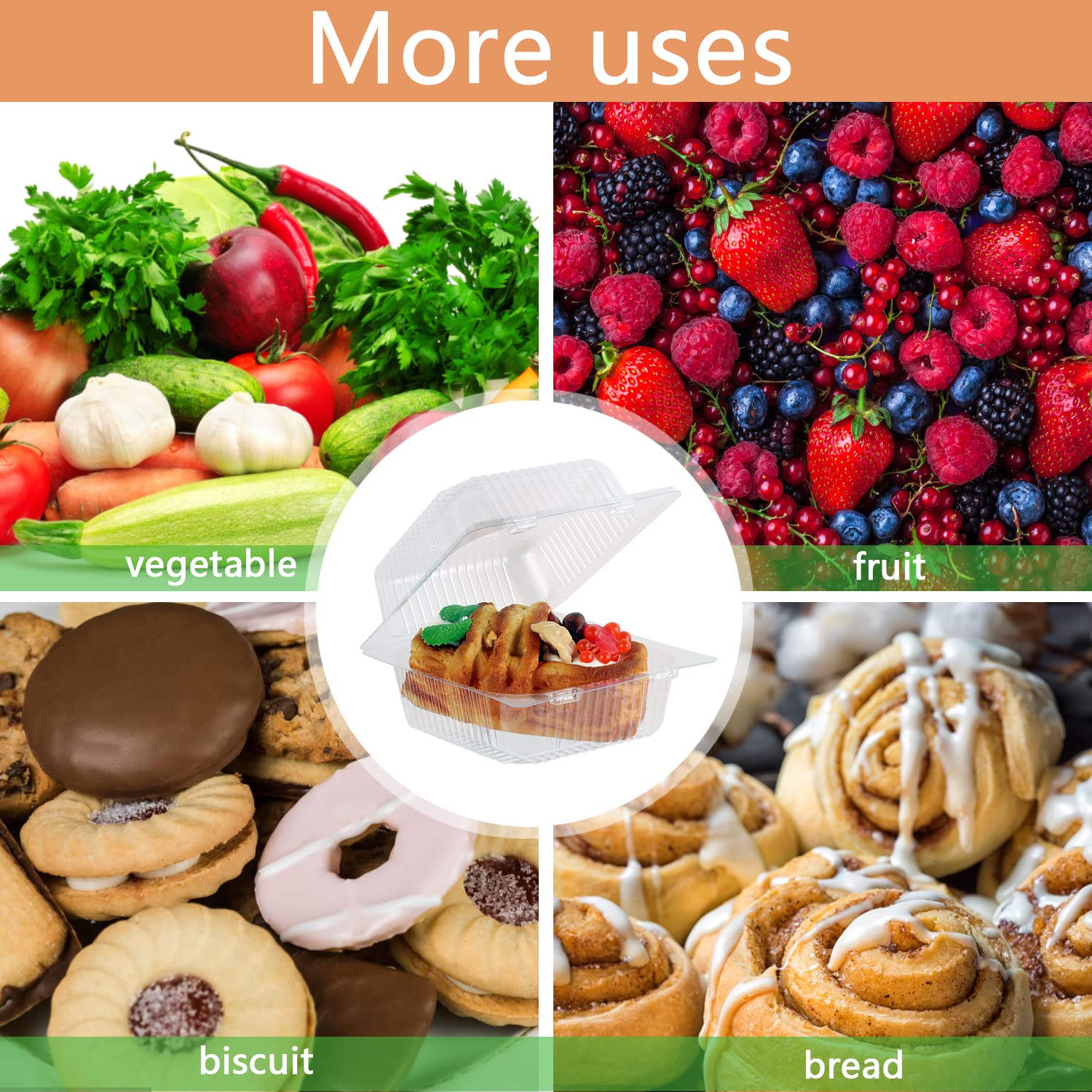 SUNNOW Cake Boxes 100 Clear PET Pastry Containers for