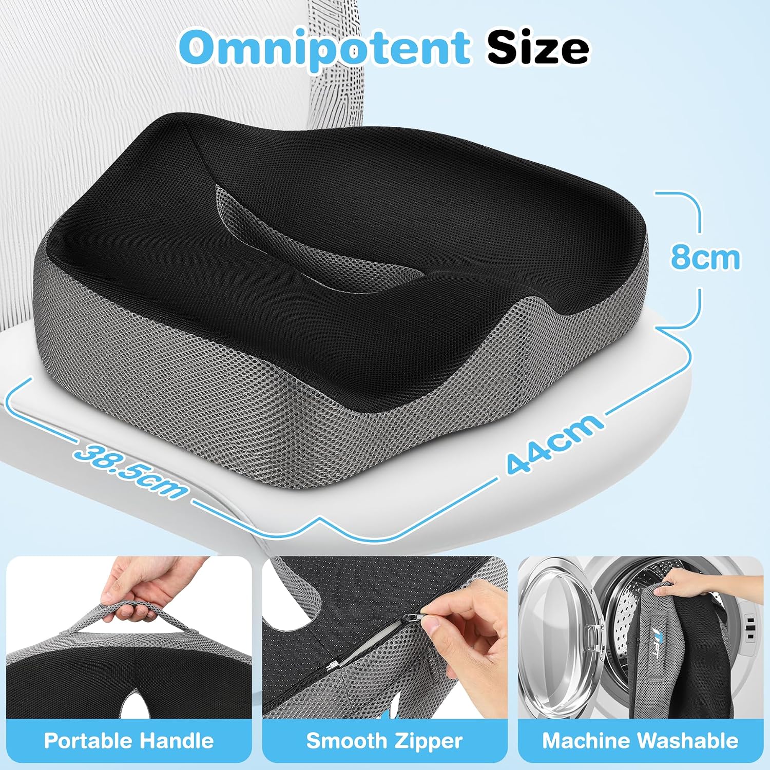 POOTACK Seat Cushions Memory Foam Office Chair Cushion with Non Slip