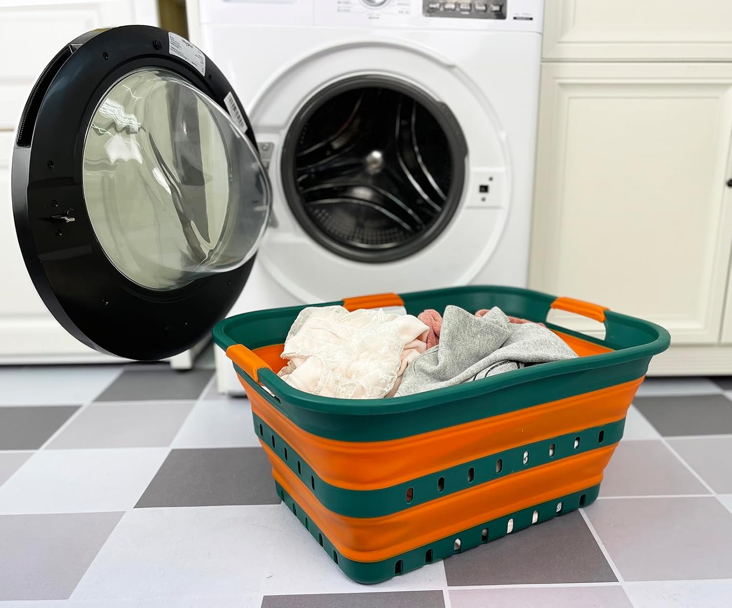 SAMMART 42L Collapsible Plastic Laundry Basket Foldable Pop Up Stora