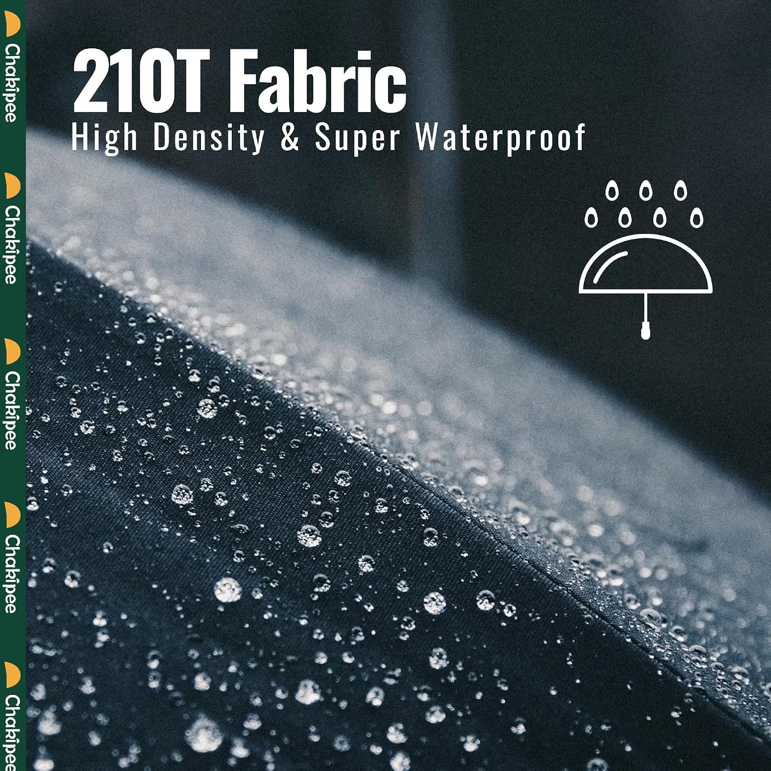 Chakipee Folding Umbrellas Blue Compact with 210T fabric high density and super waterproof showing water beads