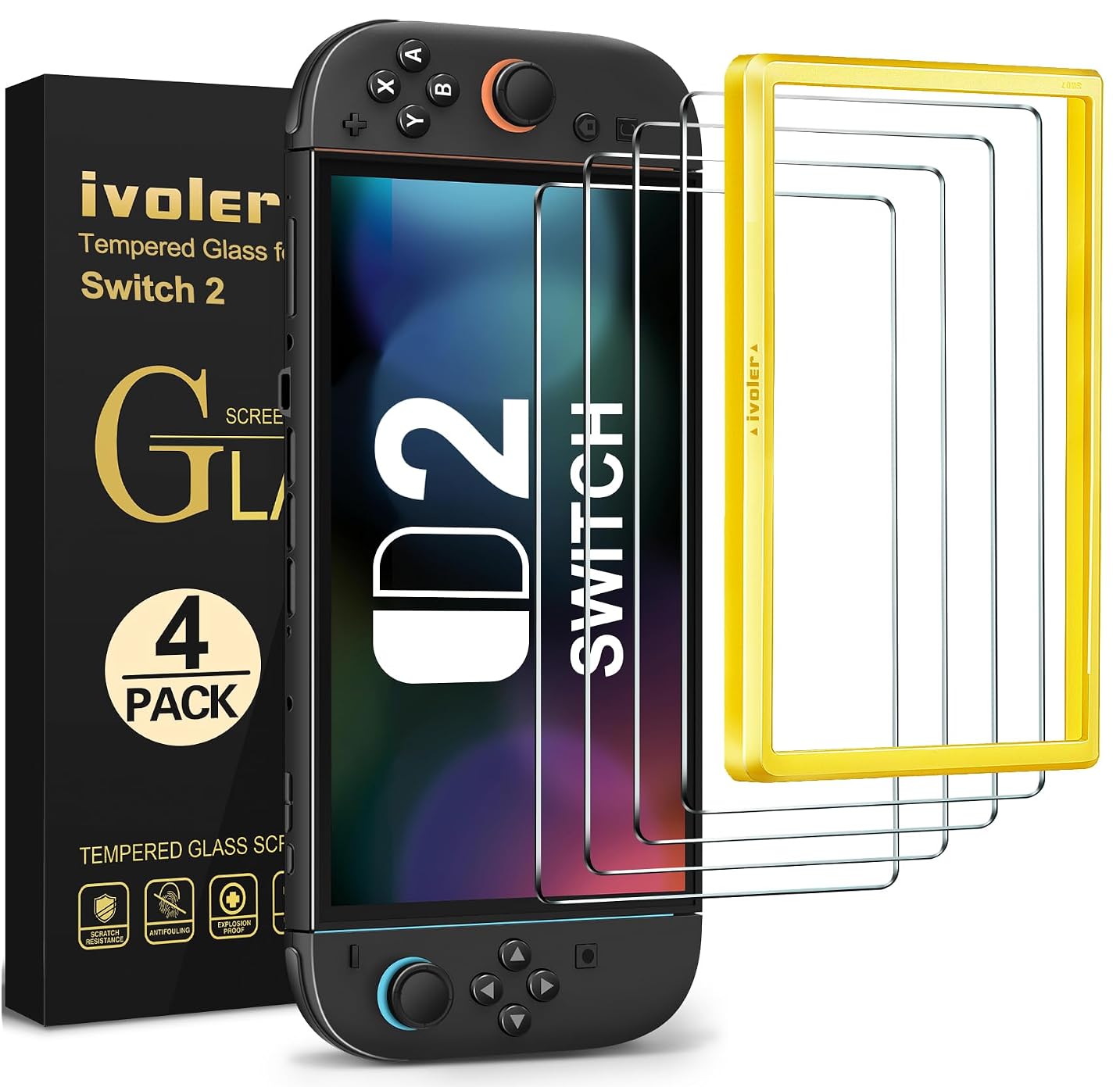 71ELRc1CKJL._SR14332C1391_ ivoler 4 Pack for Switch 2 Screen Protector with Alignment Frame Tool