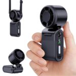 iFunSky Personal Fans Black Turbo handheld fan with digital display shown in hand and as a neck fan